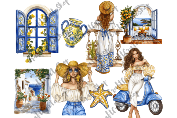 20 Watercolor Mediterranean Summer PNGs: A Designer's Coastal Escape