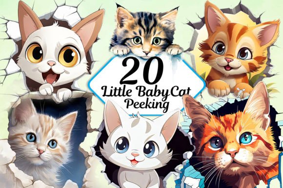 Adorable Little Baby Cat Peeking Clipart for Your Projects