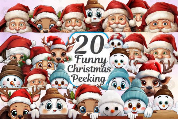 Bring Holiday Cheer with Funny Christmas Peeking Clipart PNG