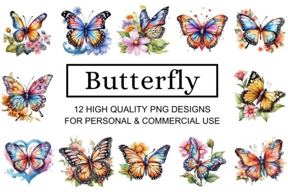 Butterfly Clipart: A Watercolor Collection for Creative Design