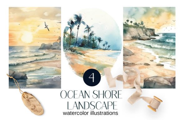 Capturing Coastal Calm: Watercolor Sea Coast Clipart for Your Projects