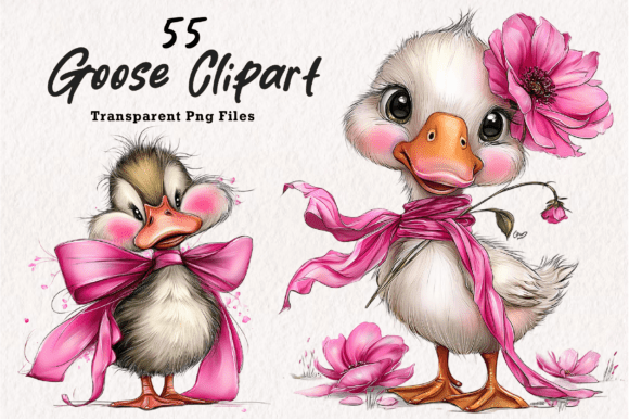 Coquette Goose Clipart PNG: 55 Charming Designs for Creative Projects