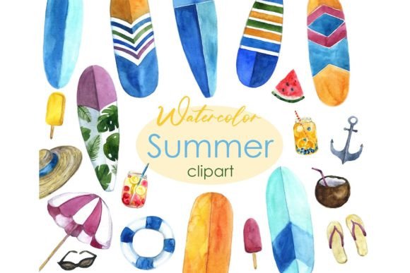 Effortless Summer Charm: Watercolor Clipart for Every Design