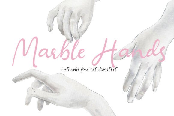 Elegant Classical Artistry: The Watercolor Marble Fine Art Hands Set