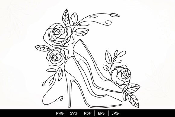 Elevate Your Brand with Elegant Floral High Heel Line Art