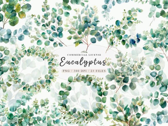 Eucalyptus Clipart Bundle: 23 Designs for Natural Elegance