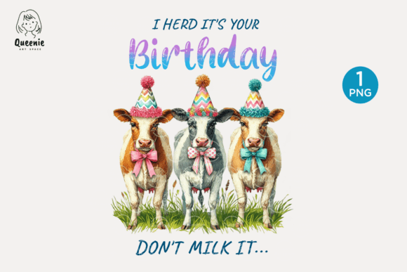 Funny Birthday Cow Clipart: Farm Animal Charm for Your Projects