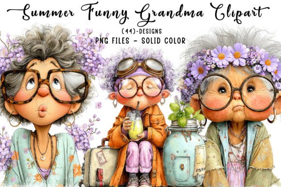 Summer Grandma Clipart: 44 Whimsical Designs for Your Projects