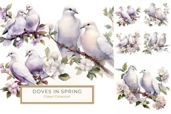 Timeless Romance: White Doves & Floral Branches for Creative Projects