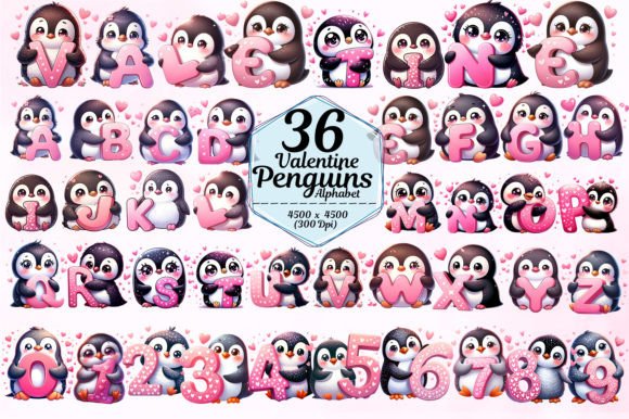 Valentine Penguins Alphabet Doodle: A Charming Collection for Every Occasion