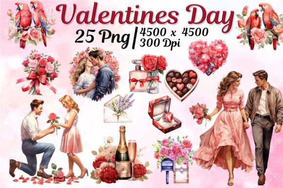 Valentine's Day Watercolor Sublimation Set for Your Projects