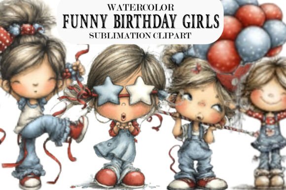 Whimsical Watercolor Birthday Clipart for Girls