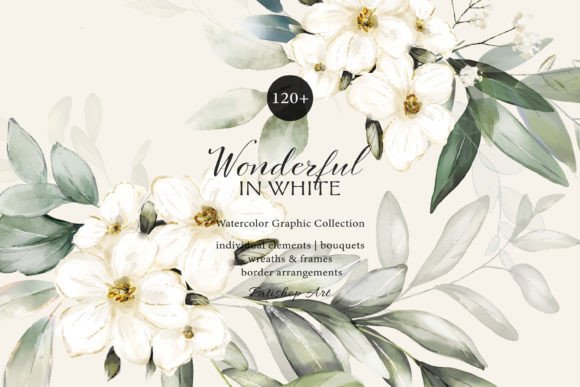 Wonderful in White: A Hand-Painted Watercolor Illustration Set