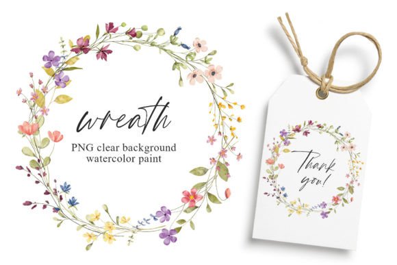 Wreath, Watercolor Wild Flowers, Frame: A Designer's Botanical Asset